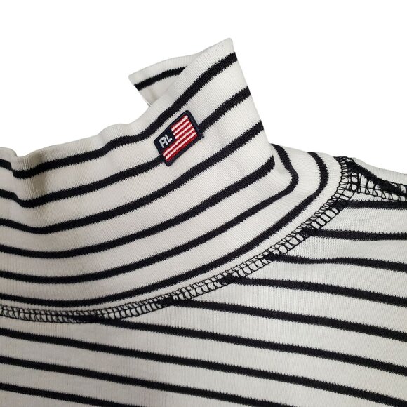 Ralph Lauren Polo Jeans Co Tops - RL Polo Jeans Juniors Sz XL Turtleneck Flag Logo Lightweight Cotton Knit Striped